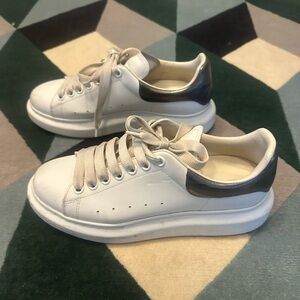 Alexander McQueen White and Silver Sneakers